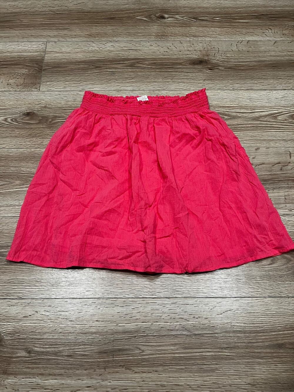 Faded Glory Girls Red Cotton Skirt L/G 12-14 Elastic Waist (A81)